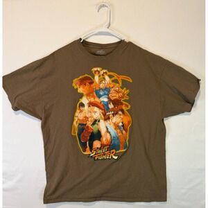 Street-Fighter Shirt 2XL XXL Brown Video Game Streetwear Graphic Tee T-Shirt